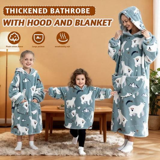 🧸 Tjock badrock med huva och filt