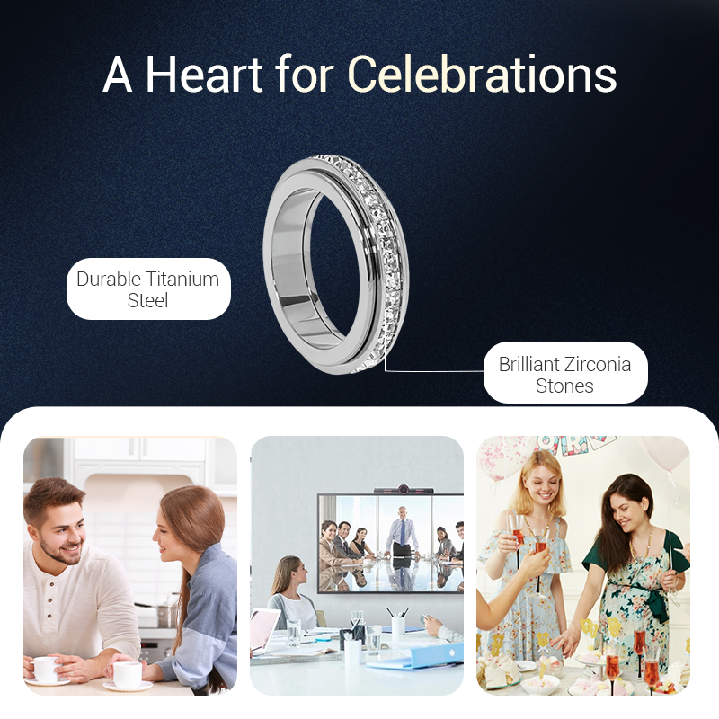 💖 Black Friday megarea – 50% rabatt! 💖 Roterande ring tillverkad av titanstål och kubisk zirkoniumoxid